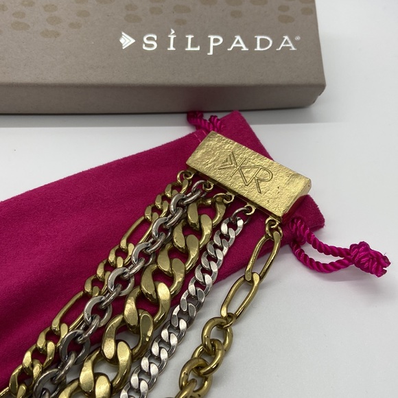 Silpada KR chunky brass silver and gold tone bracelet - Picture 2 of 6